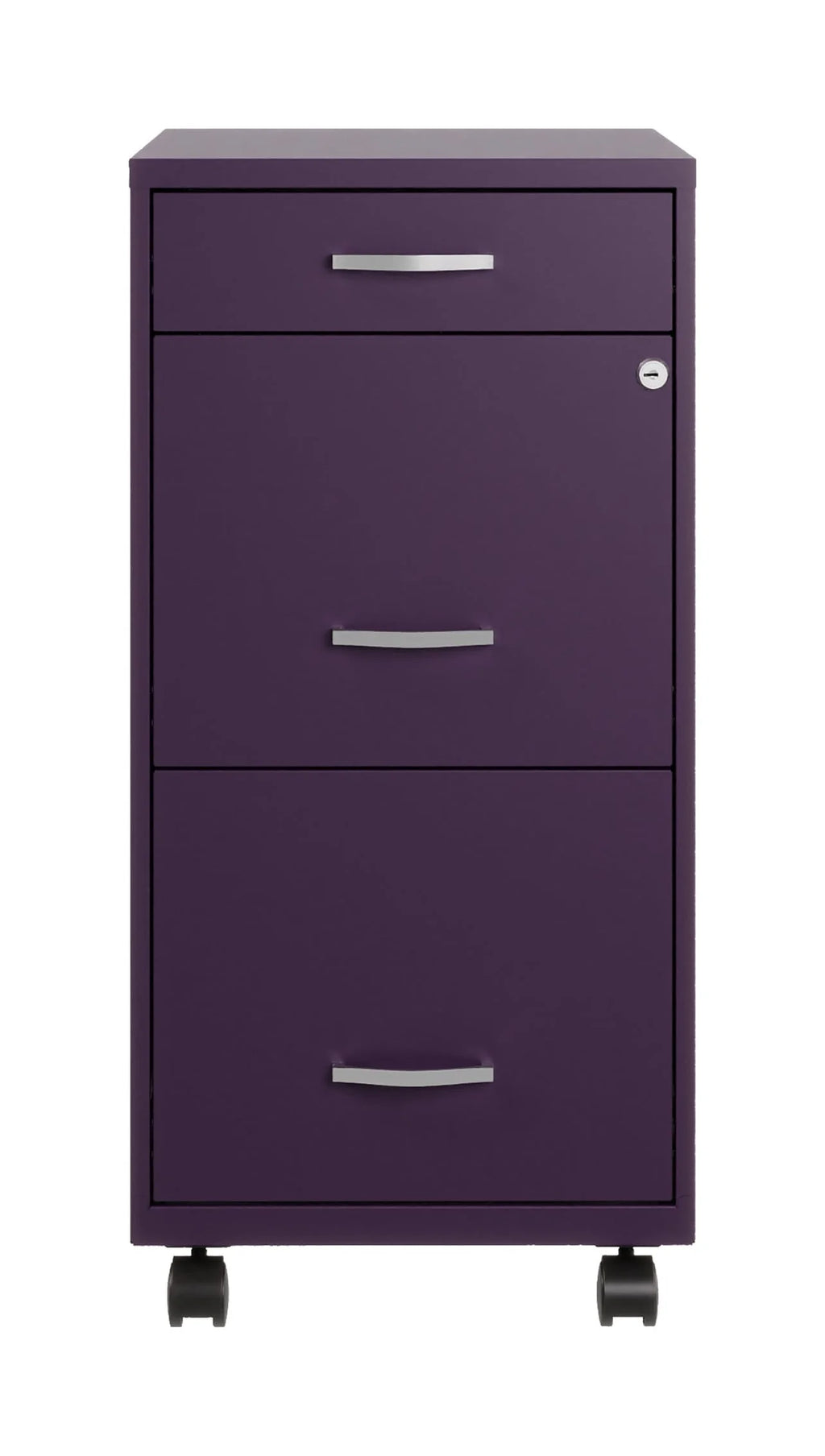 Space Solutions 18" Deep 3 Drawer Mobile Letter Width Vertical File Cabinet, Midnight Purple