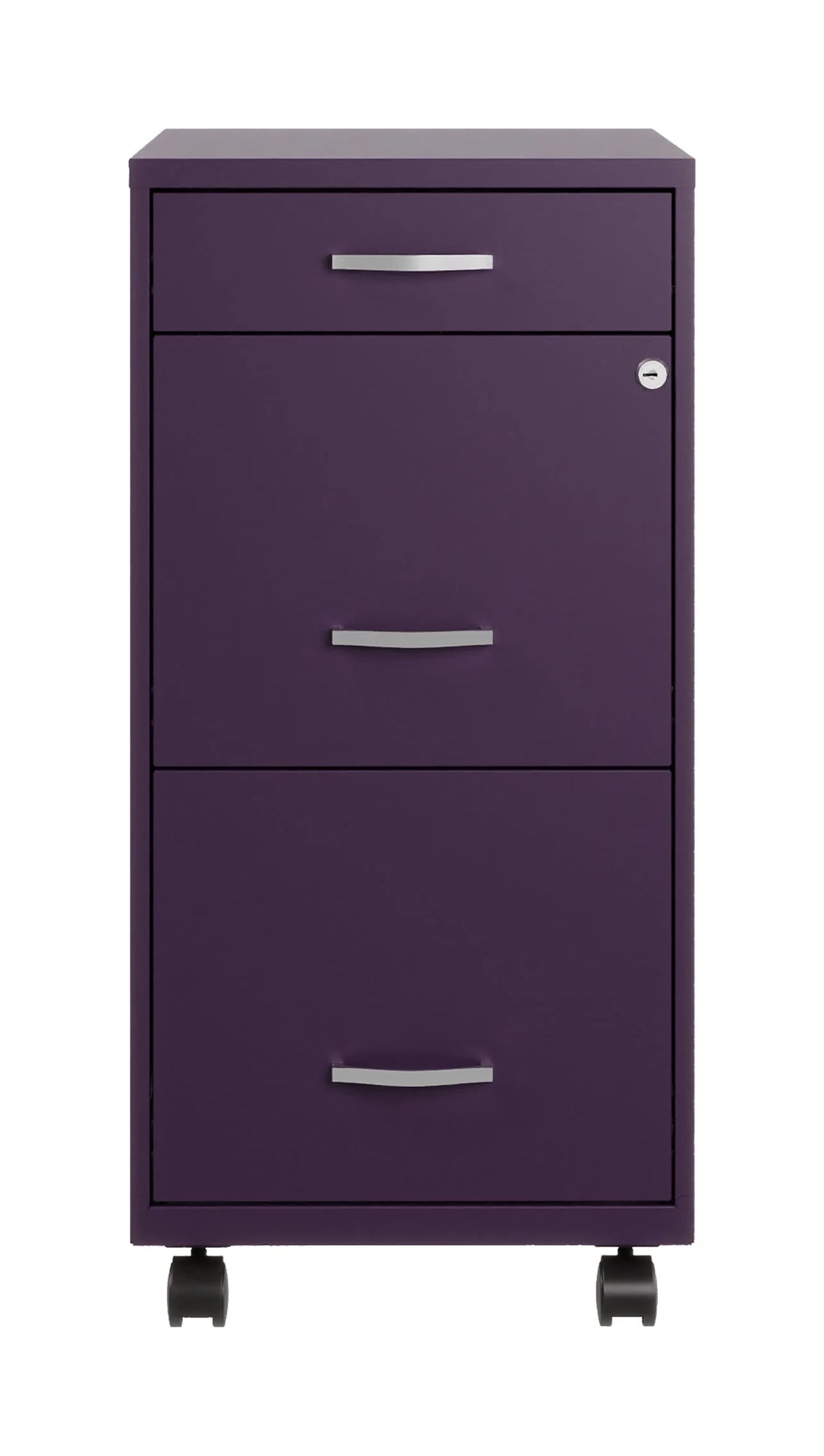 Space Solutions 18" Deep 3 Drawer Mobile Letter Width Vertical File Cabinet, Midnight Purple