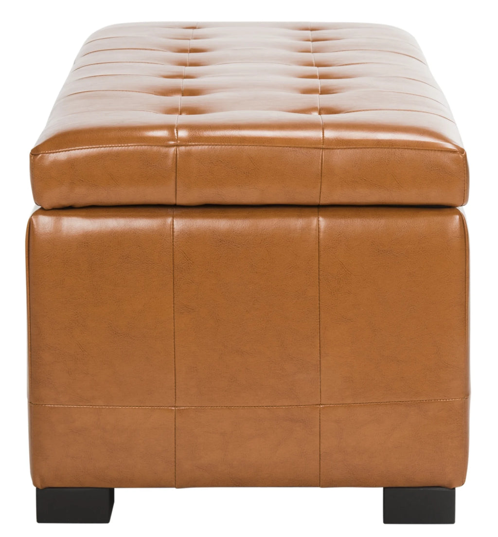 SAFAVIEH Large Manhattan Rustic Tufted Storage Bench, Brown