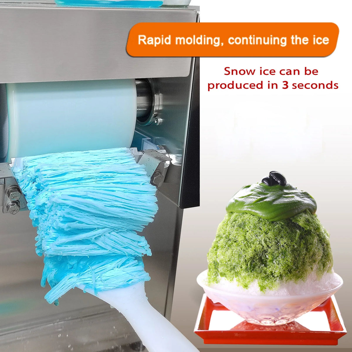 Kolice Commercial Automatically Snowflake Ice Machine,Snow Cone Maker-374lbs/Day, Air Cooling