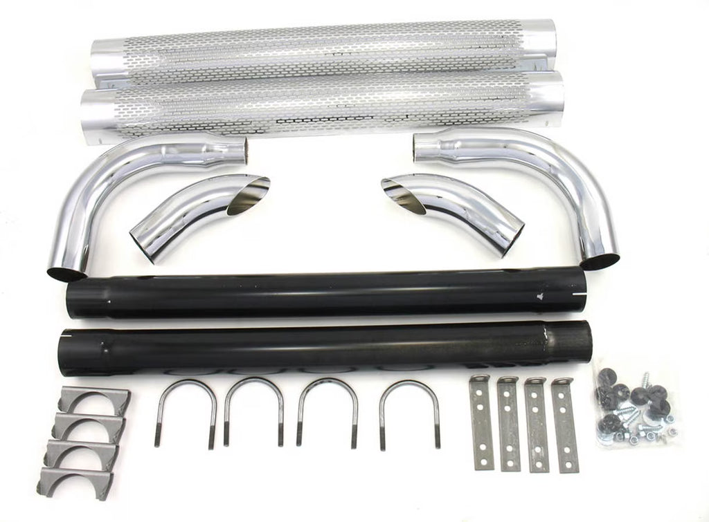 Patriot Exhaust 70 in Long Shielded Chrome Exhaust Side Pipes 2 pc P/N H1070
