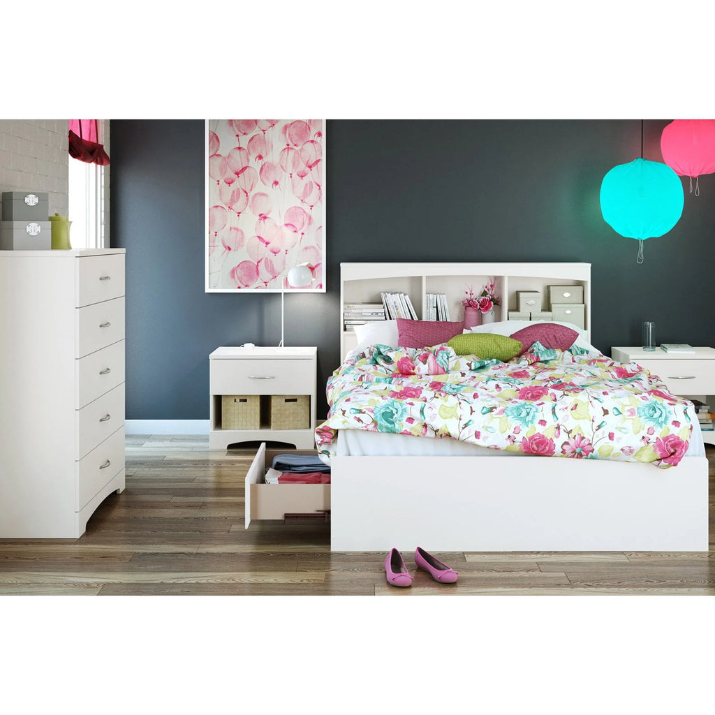 South Shore Basic Full Bookcase Headboard, 54", Pure White