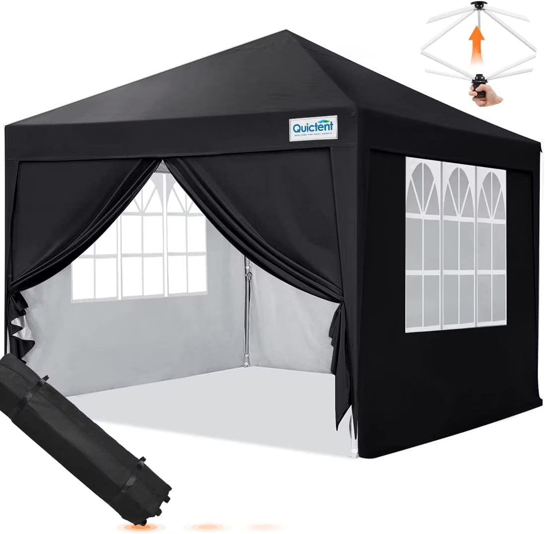 Quictent 10'x10' Pop up Canopy Tent with Sidewalls Instant Outdoor Gazebo Easy Party Tent Enclosed Waterproof, Easy Set up (Pink)
