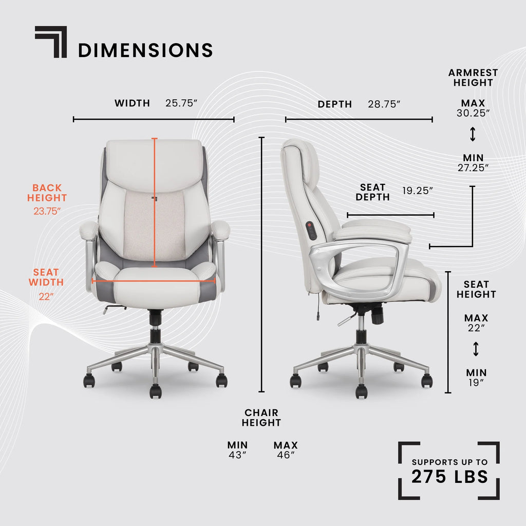 Sharper Image S-120 Massage and Heat Office Chair, Gray/White