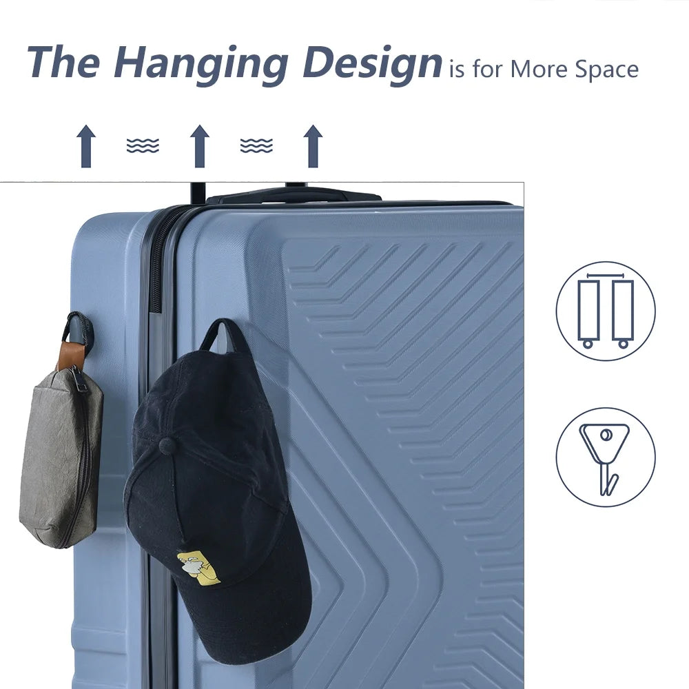 3 Piece Navy Luggage Travel Set, 20" 24" 28" Carry on Luggage with Spinner Wheels, Lightweight Hard Case Luggage Travel Suitcase Christmas Gifts for Business Trip Holiday Travel Cruise