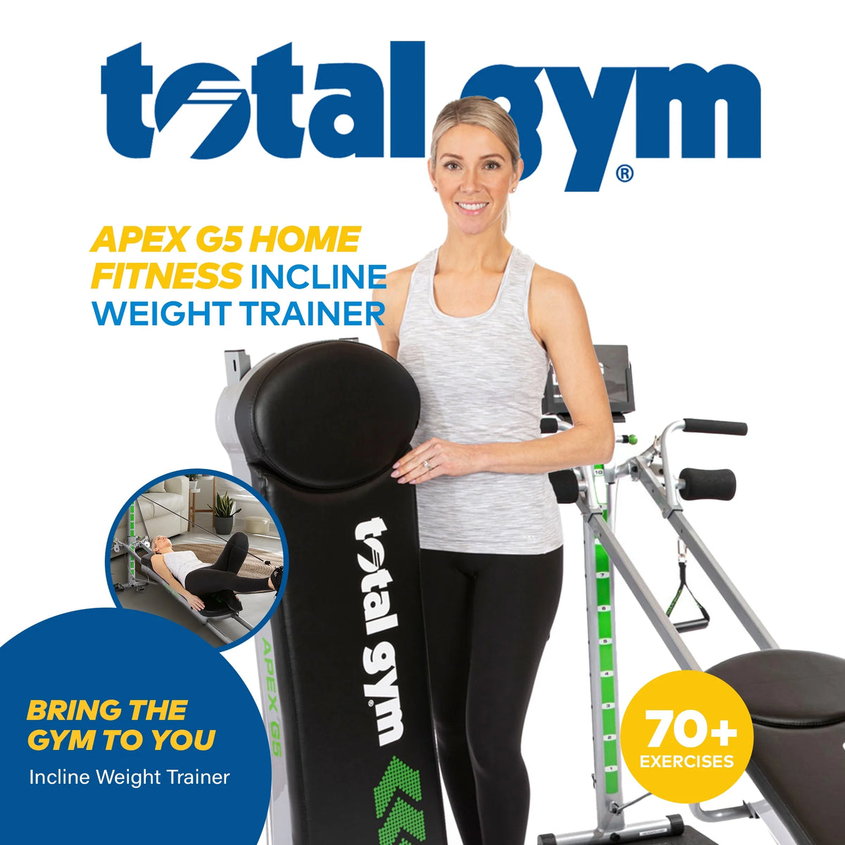 Total Gym APEX G5 Home Fitness Incline Weight Trainer Equipment w/ 10 Resistance Levels