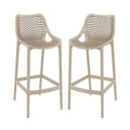 Home Square Polypropylene Patio Bar Stool in Taupe - Set of 2