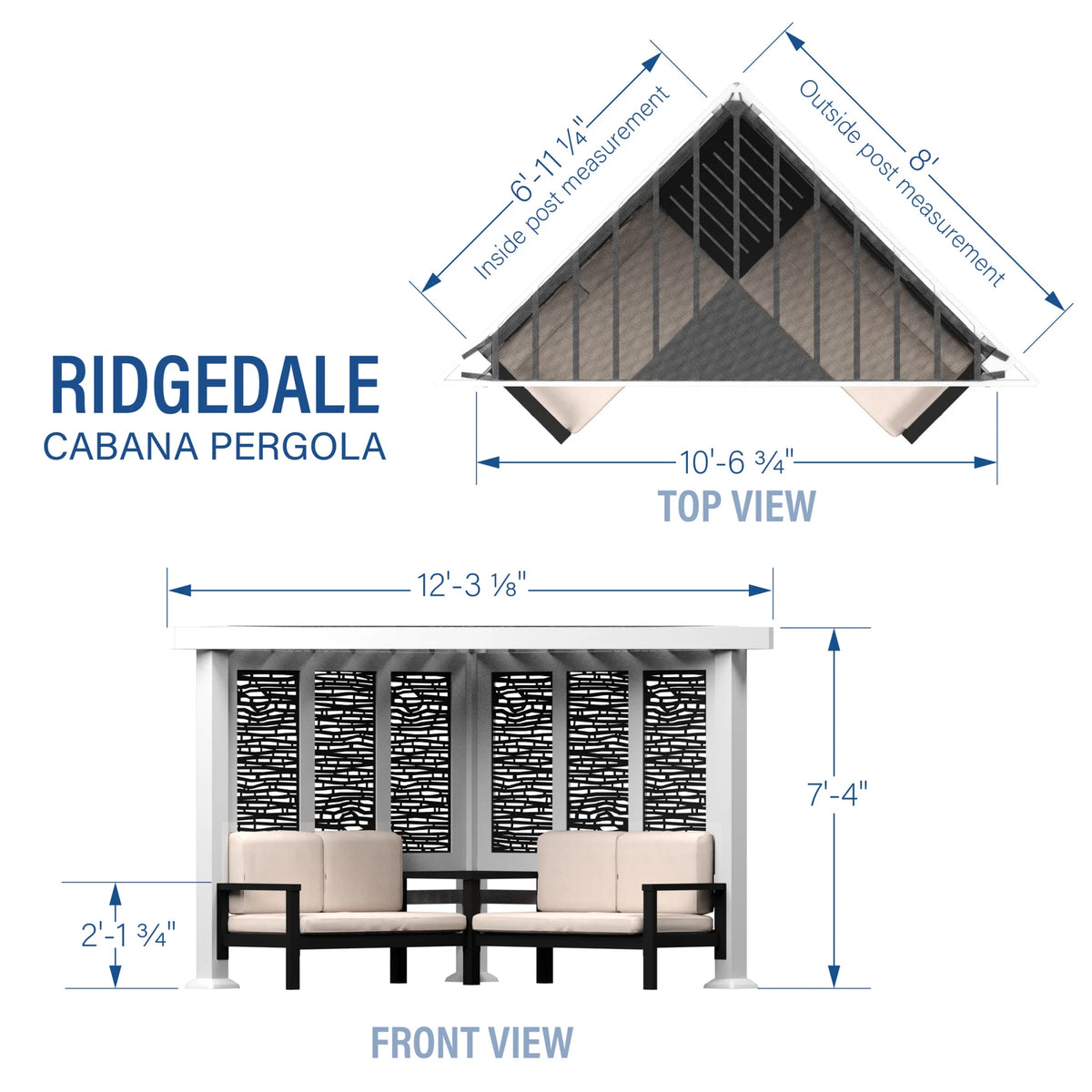 Backyard Discovery Ridgedale 12x8' Galvanized Steel Cabana Corner Pergola, Canopy, Seating