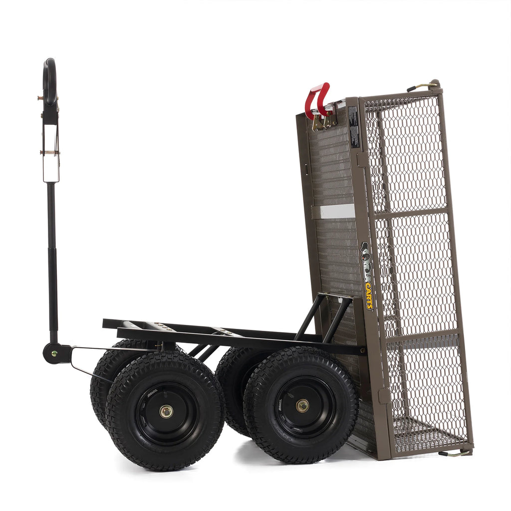 Gorilla Carts Towable Steel Dump Cart w/ Removable Side Panels, 1200 lb Capacity, Gray