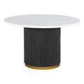 Furniture of America Jaine 54" Round Indoor Dining Table, Black and White