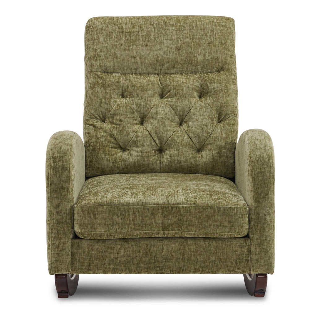 Ktaxon Rocking Accent Chair Glider Reading Chair Comfy Teddy Velvet Upholstered Single Sofa Rocker for Living Room, Nursery, Bedroom Beige