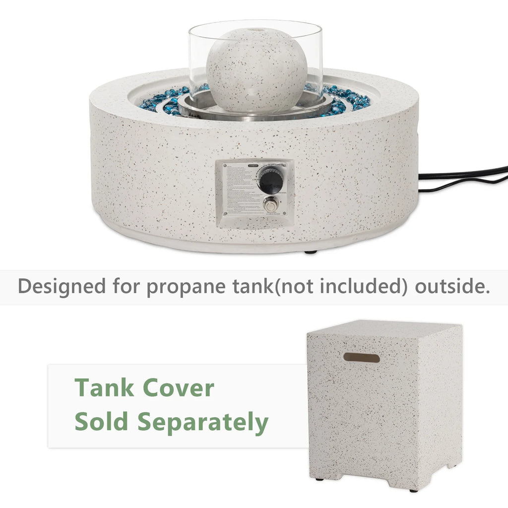 COSIEST 29.3-inch 50,000 BTU Outdoor Propane Fountain Round Fire Pit Table