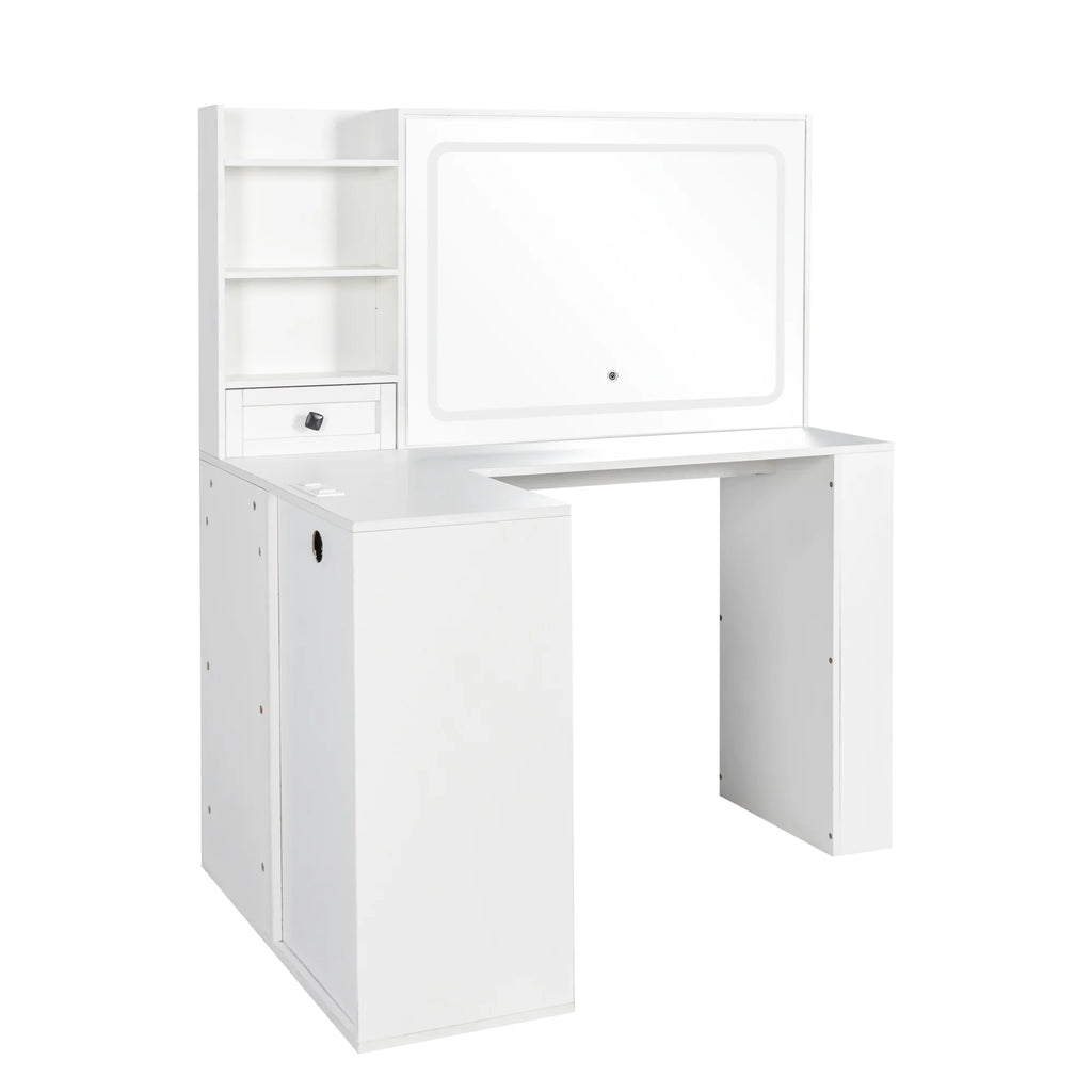 Makeup Vanity Desk With Mirror And Lights, Charging Station, Make Up Vanity With Storage And 3 Large Drawers, 3 Color Modes Available For Bedroom Living Room