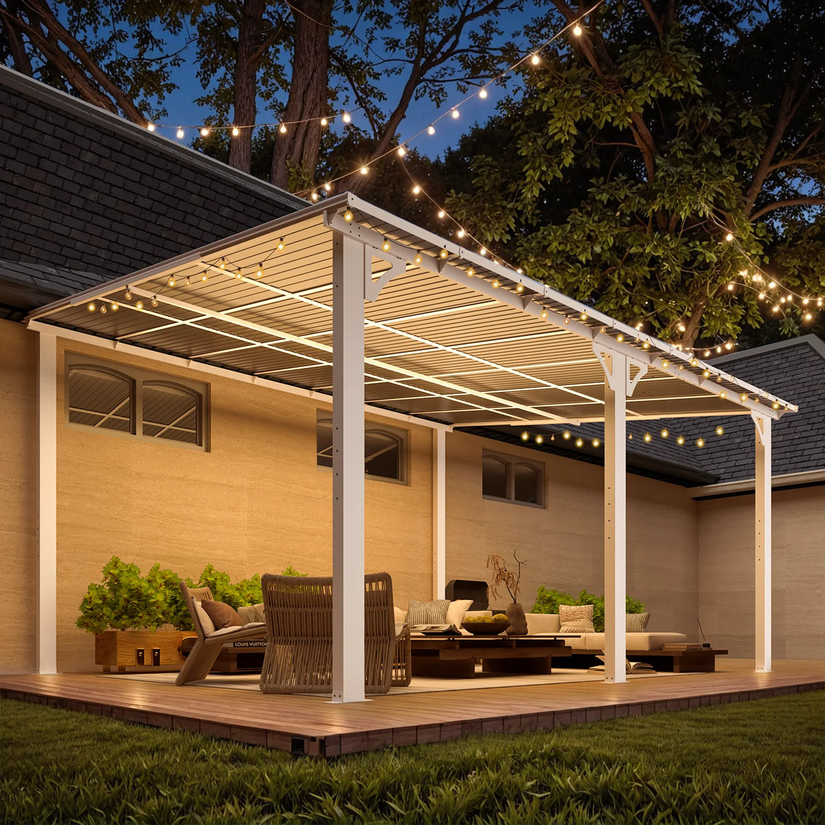 AECOJOY 10' x 14' Hardtop Gazebo Outdoor Aluminum Pergola for Garden, Patio, Backyard-Gray