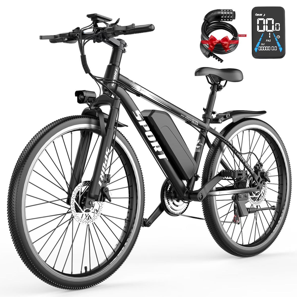 G26Electric Bike for Adults, 26" Electric Mountain Bike with 500W Peak Brushless Motor, Max 45Miles 25MPH Electric Bicycles,Removable Battery.