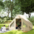 Outsunny Inflatable Camping Tent with Hand Pump, Easy Setup, 4 Season Blow Up Tent, with Mesh Windows and Doors
