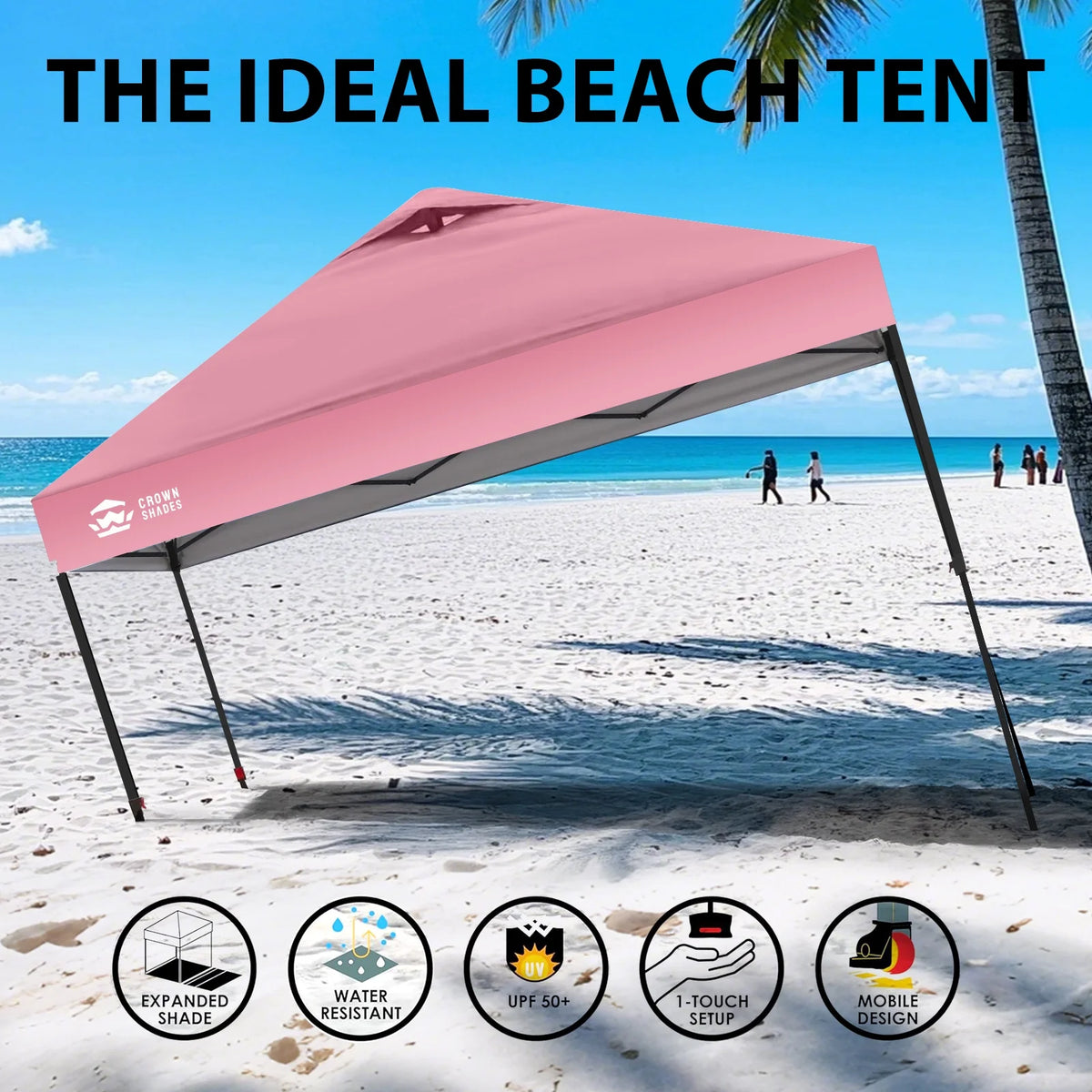 CROWN SHADES 8x8 Pop Up Canopy with One Push Setup Easy Outdoor Sun Shade for Events Parties Camping Forest Green