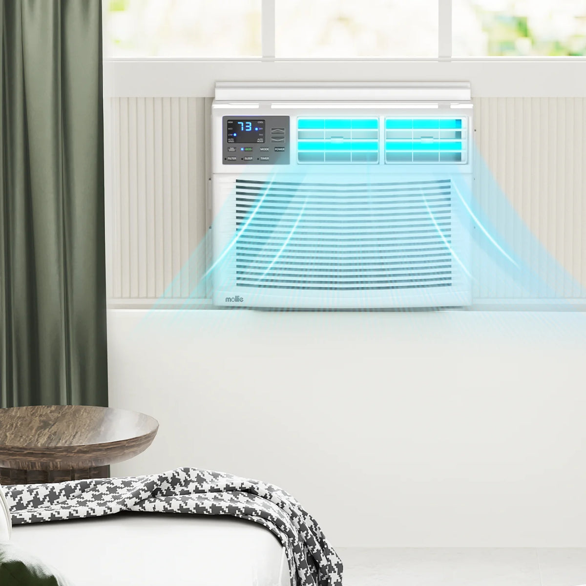 mollie 12,000 BTU 115V Window Air Conditioner, Cools Rooms up to 450 Sq.Ft., Window AC Unit with Remote Control, 24H-Timer and 3 Fan Speeds, White