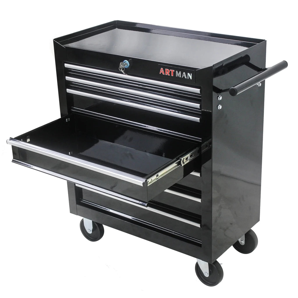 7-Drawer Rolling Tool Chest, Metal Tool Storage Organizer Cart with Locking System and Wheels, Multifunctional Mechanic Tool Cart for Garage, Warehouse, Workshop, Repair Shop, Red