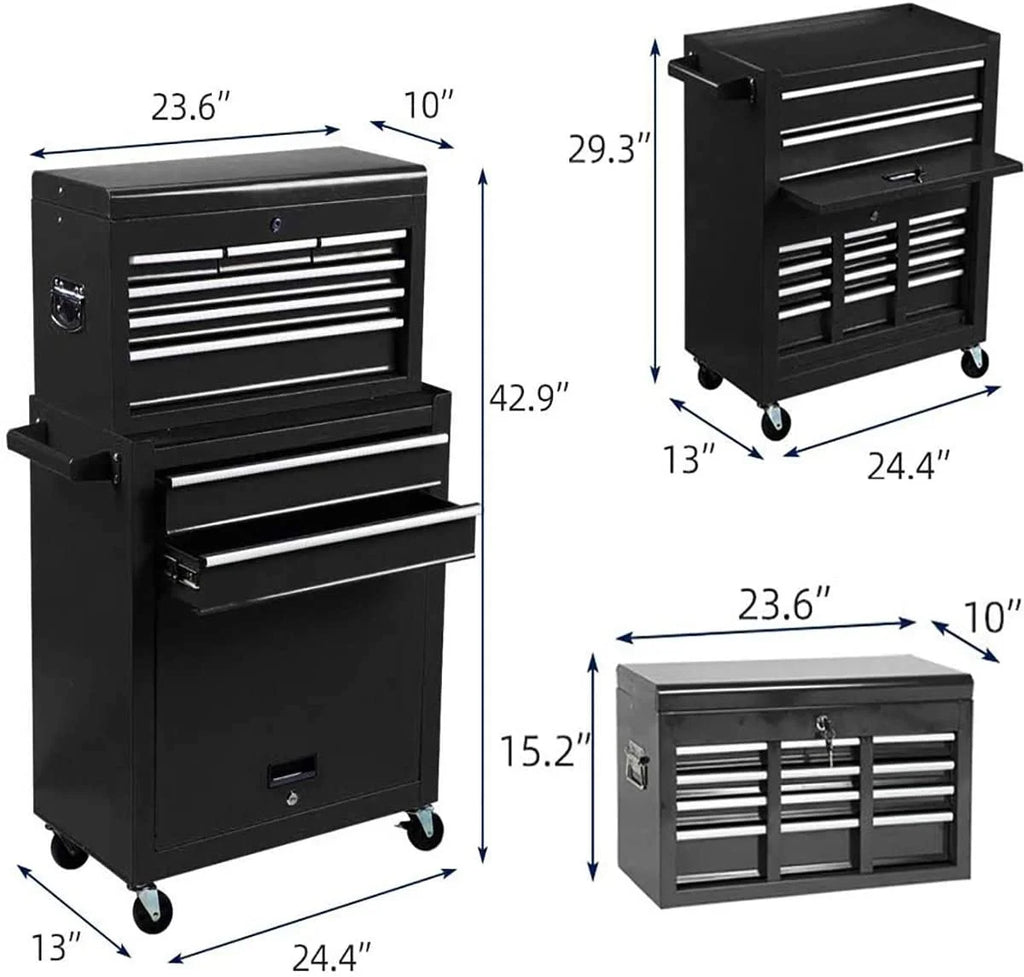 8-Drawer Tool Chest with Wheels, Tool Storage Cabinet and Tool Box, Lockable Rolling Tool Chest with Drawers, Toolbox Organizer for Garage Warehouse Workshop (Orange)