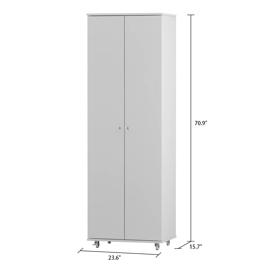 KULAGAGA 2-Door Tall Shoes Storage Cabinet with Wheels, Modern 8-Tier Wood Shoe Rack Storage Organizer for Entryway Hallway Blcak