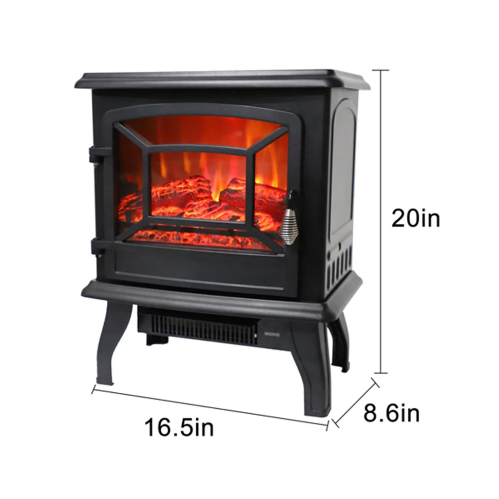 16.5''L 1400W Freestanding Fireplace, Stove Heater Auto-Shutoff, Fake Wood