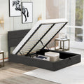 Euroco Queen Size Platform Bed with Underneath Storage, Upholstered, Gray