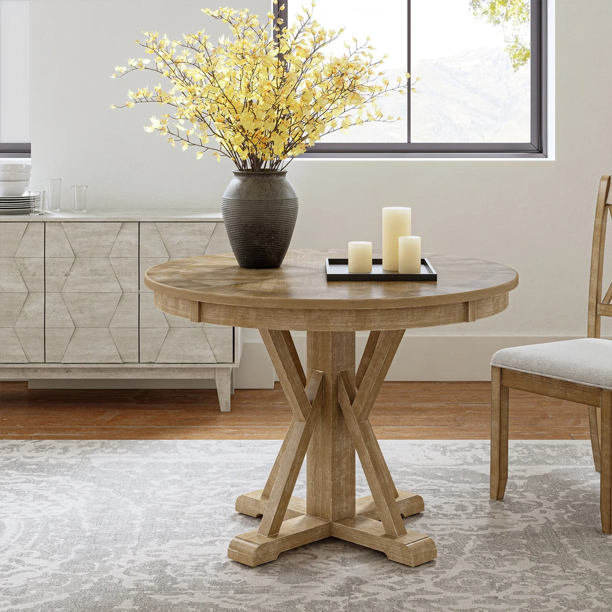 Farmhouse Solid Wood Dining Chairs Upholstered Armless Side Chairs Set of 4 Crossing High Backrest Living Room Kitchen