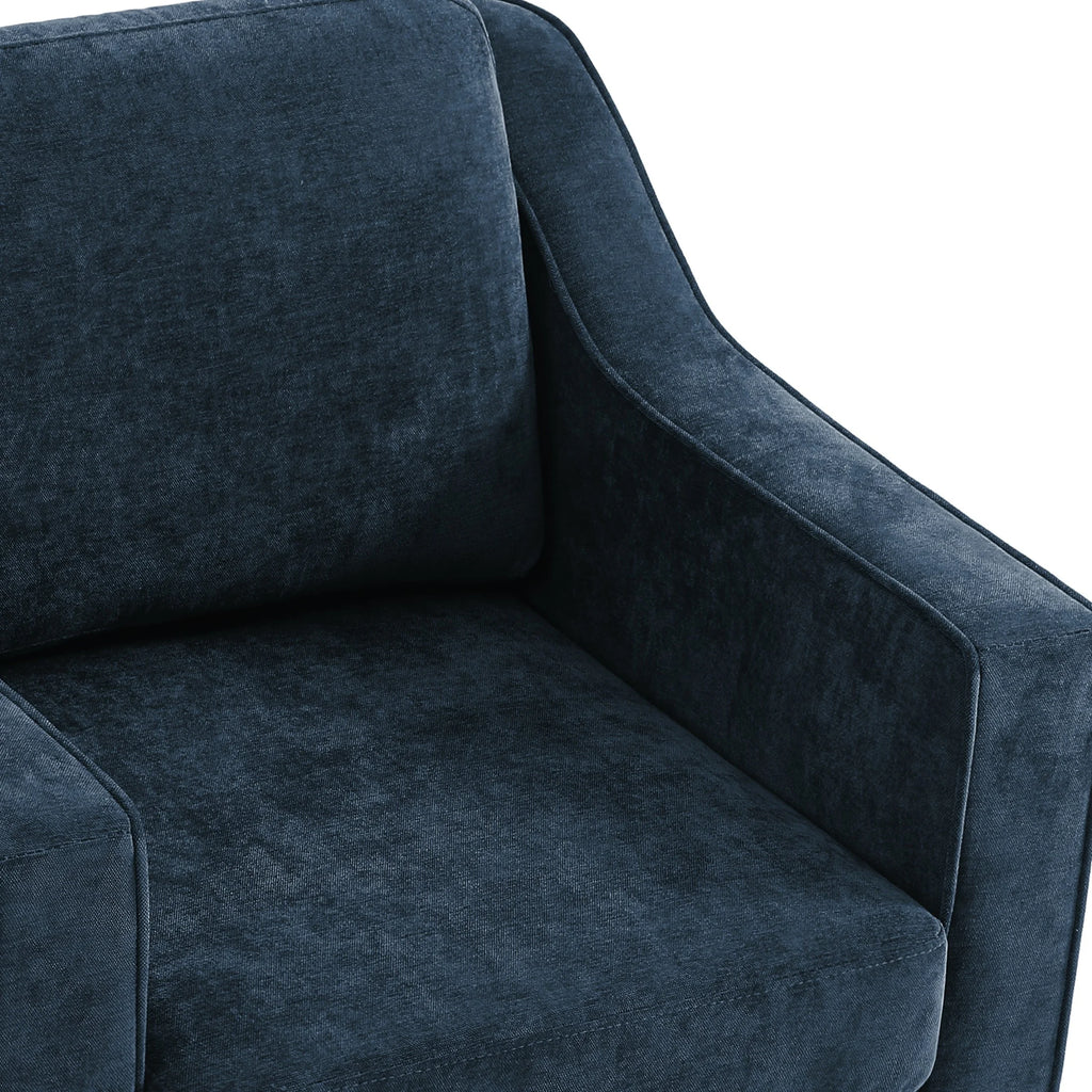 Swivel Accent Chair for Living Room, Modern Upholstered Barrel Arm Chair with Plump Back Pillow, Comfy Club Sofa Reading Chair for Adults (Chenille Navy, Set of 1)
