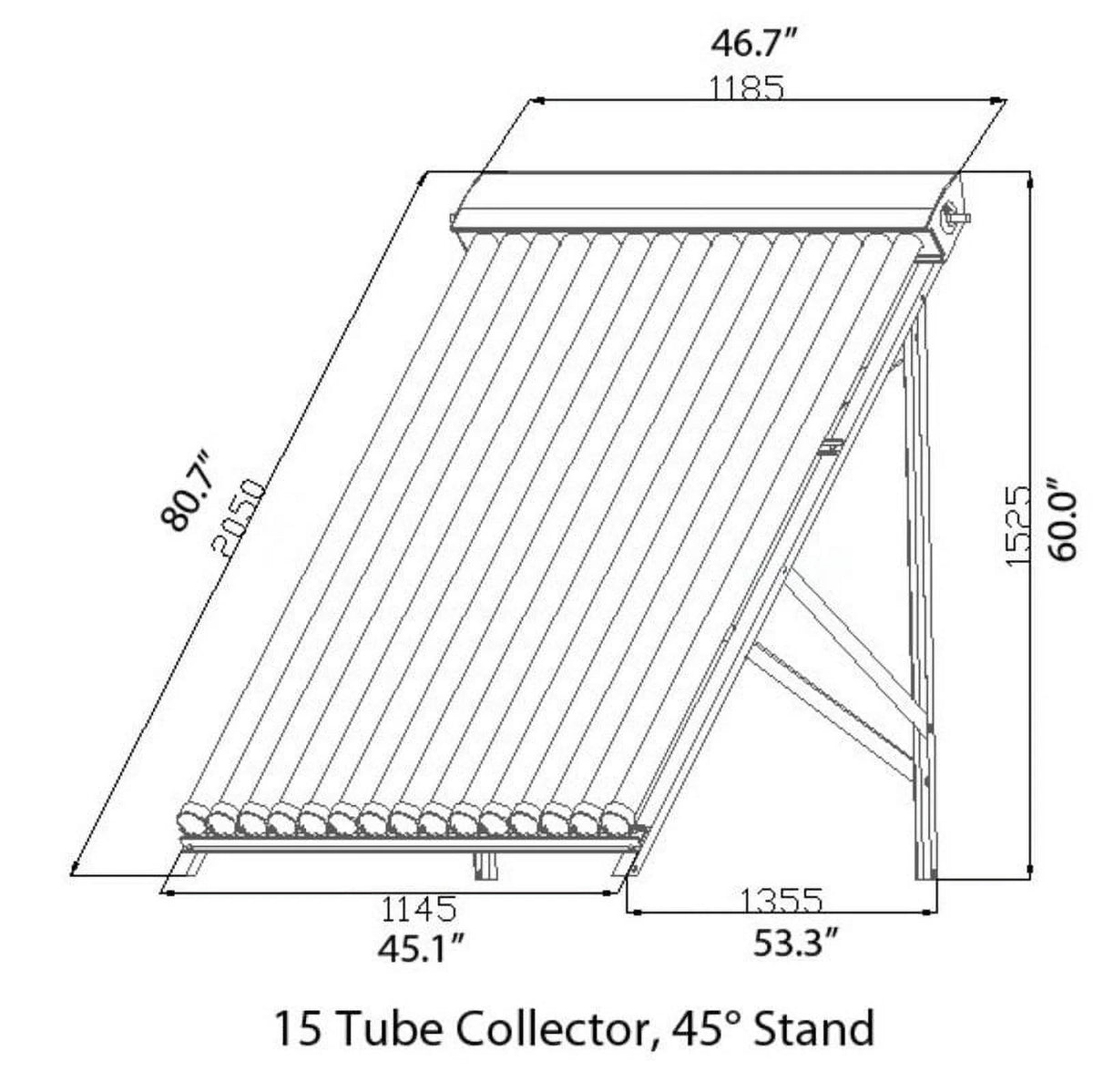 15 Tube Duda Solar Water Heater Collector 37�� Frame Evacuated Vacuum Tubes SRCC Certified Hot
