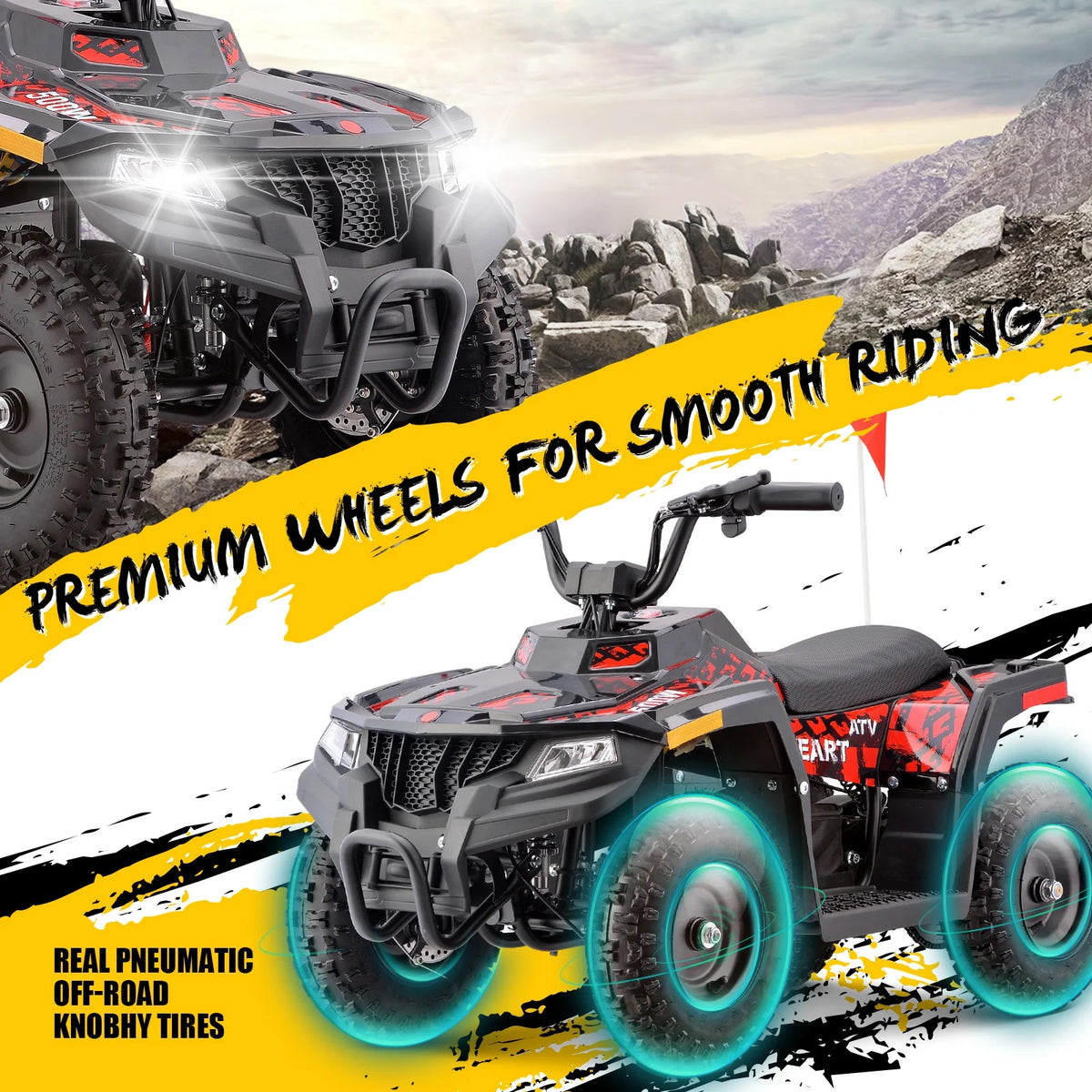 HOVER HEART Electric Dirt Quad, 36V 500W 4-Wheeler, Dual Suspensions, Age 13+