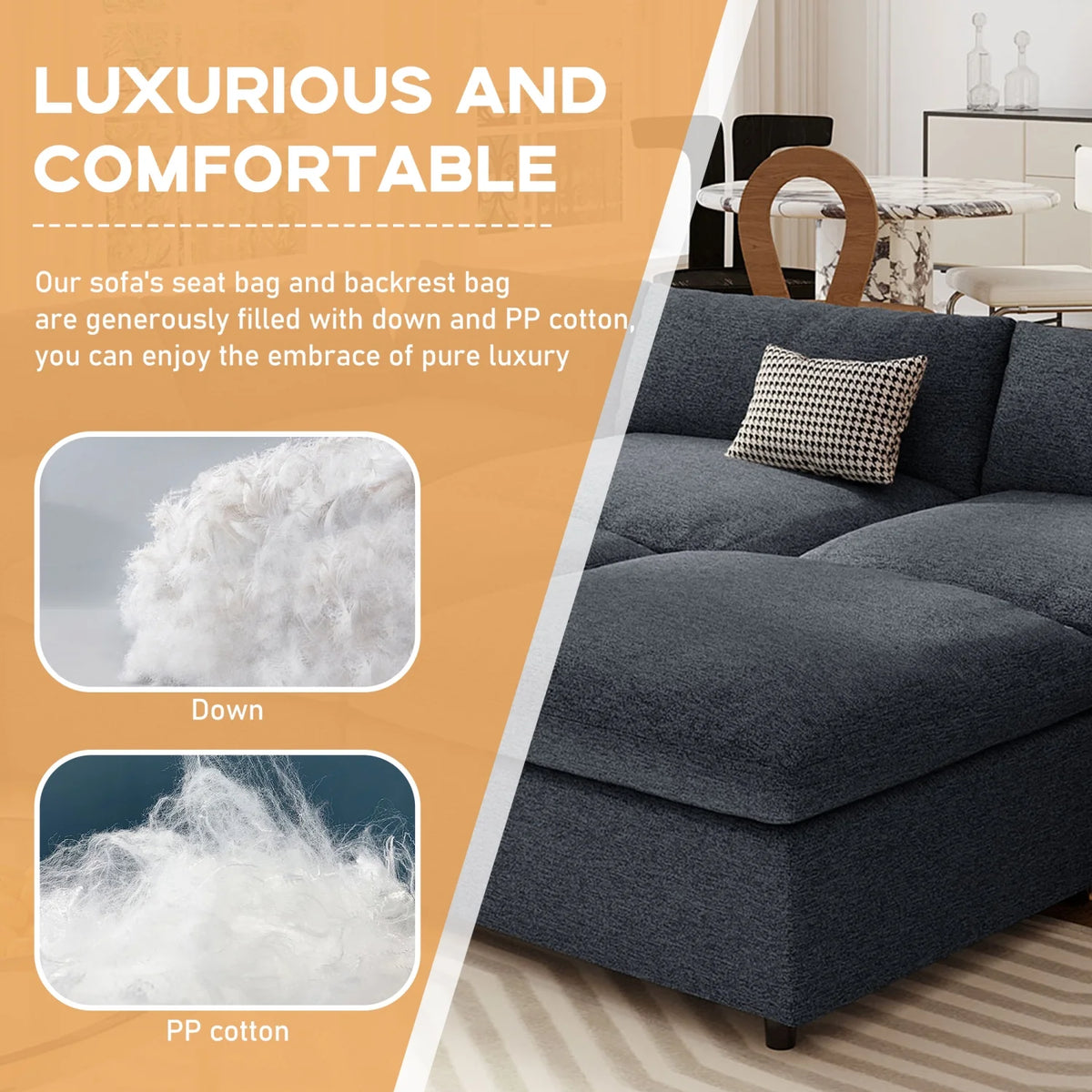 Harper & Bright Designs Convertible Modular Sectional Sofa with 2 Removable Ottomans & Pillows, Large U Shape Cloud Couch with Reversible Chaise for Living Room, Grey