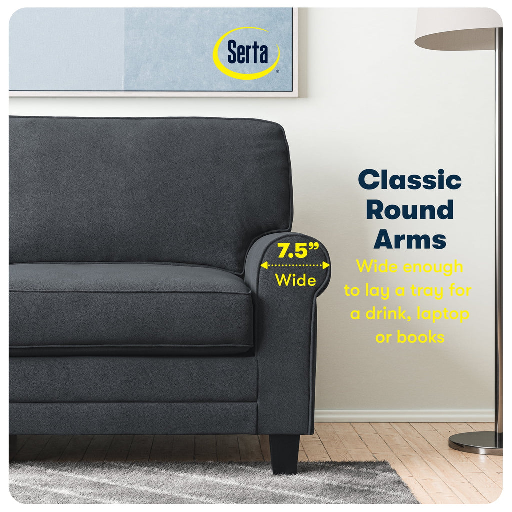 Serta Copenhagen 78" Rolled Arm Sofa with Removable Covers Dark Brown