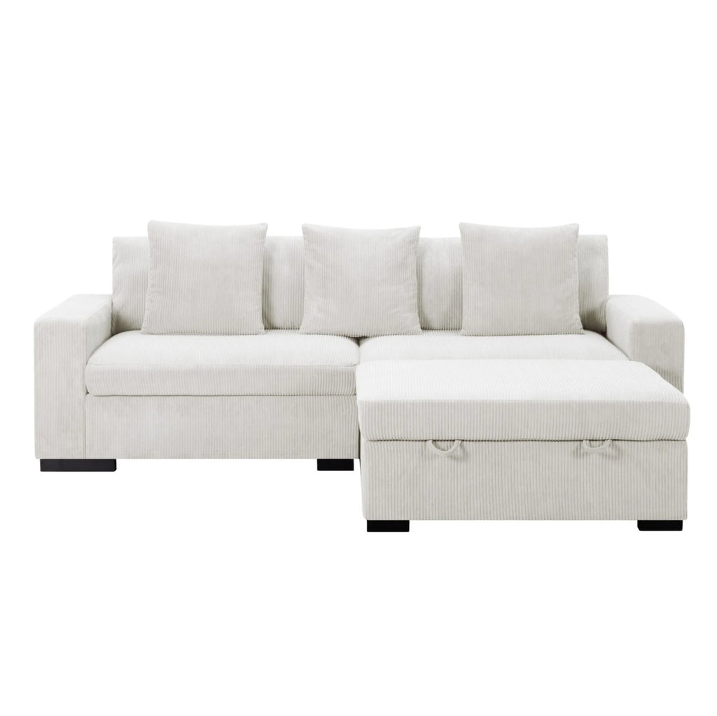 Gewnee 103.5-Inch Modular Corduroy Sofa Set with Solid Wood Legs, High-Density Foam, Suitable for Living Room/Bedroom/Office
