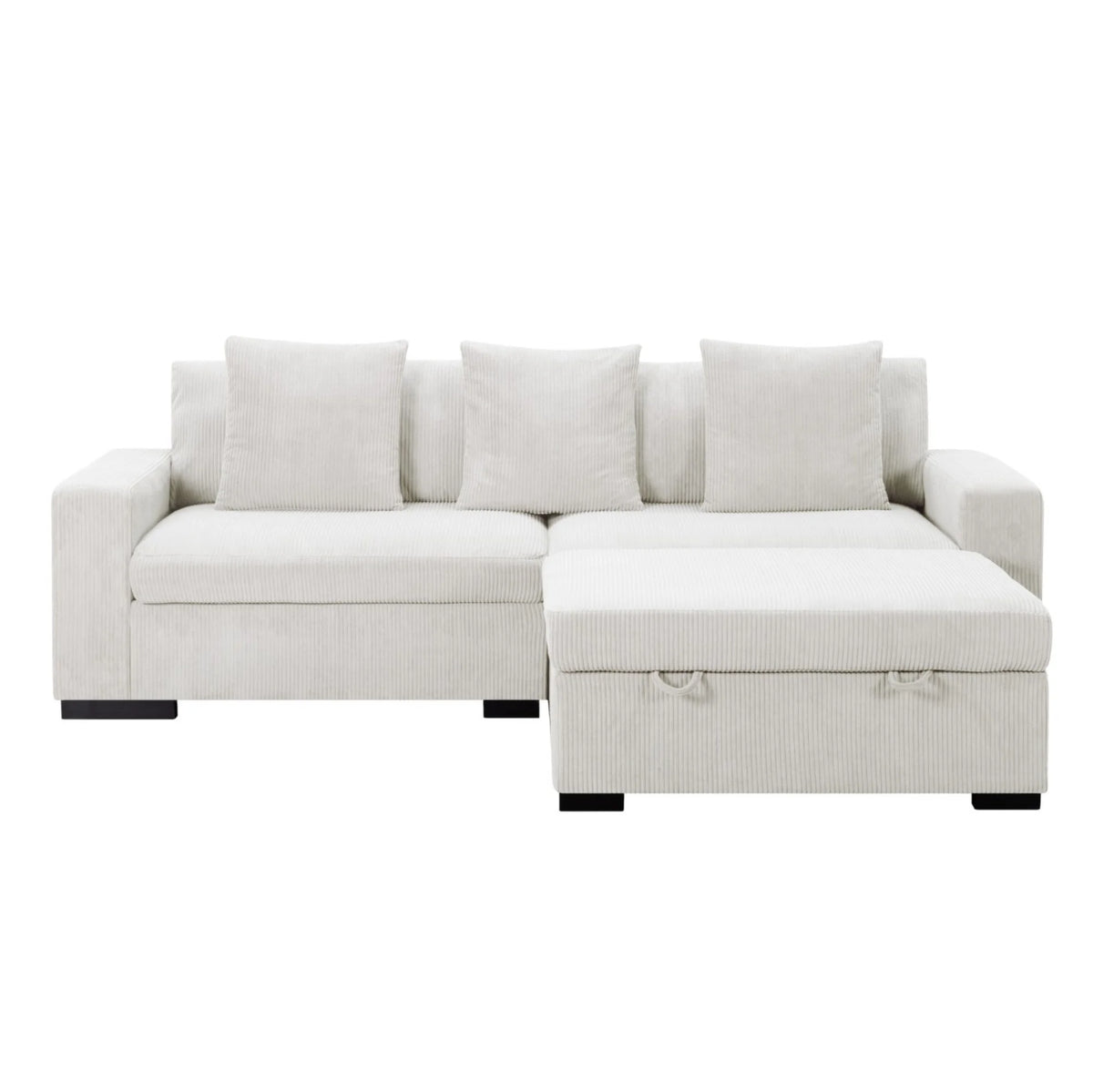 Gewnee 103.5-Inch Modular Corduroy Sofa Set with Solid Wood Legs, High-Density Foam, Suitable for Living Room/Bedroom/Office