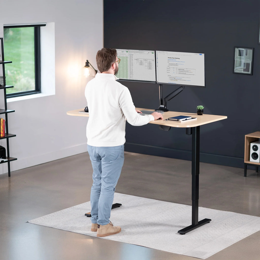 VIVO Reclaimed Wood / Black 63�?x 32�?Electric Height Adjustable Stand Up Desk