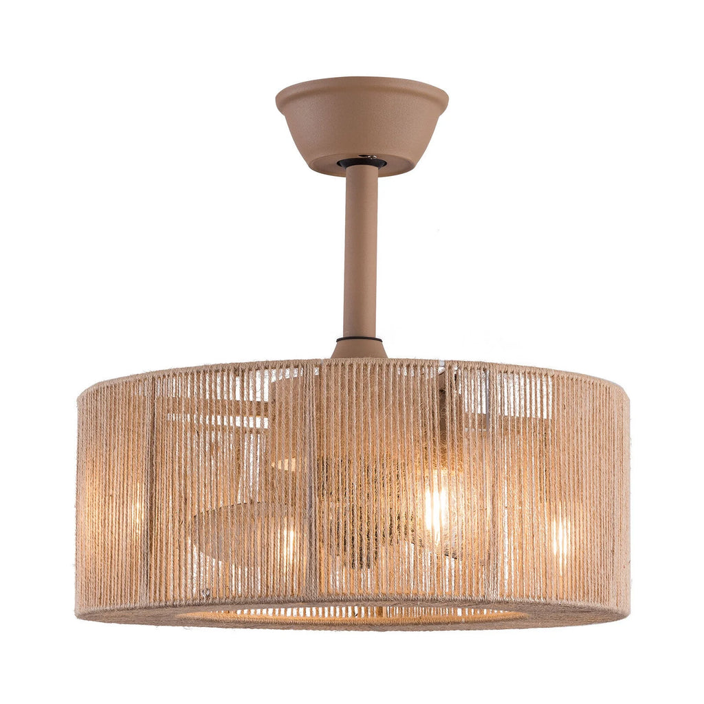 Caged Ceiling Fan Light 6 Speeds Living Room Chandelier Hanging Lamp with Remote