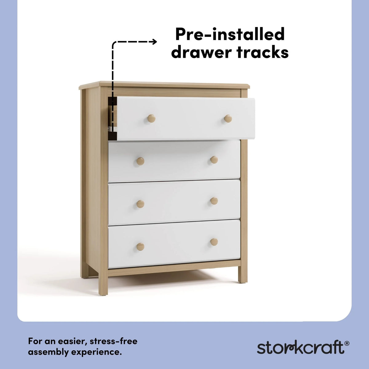 Storkcraft Alpine 4 Drawer Nursery Dresser, White