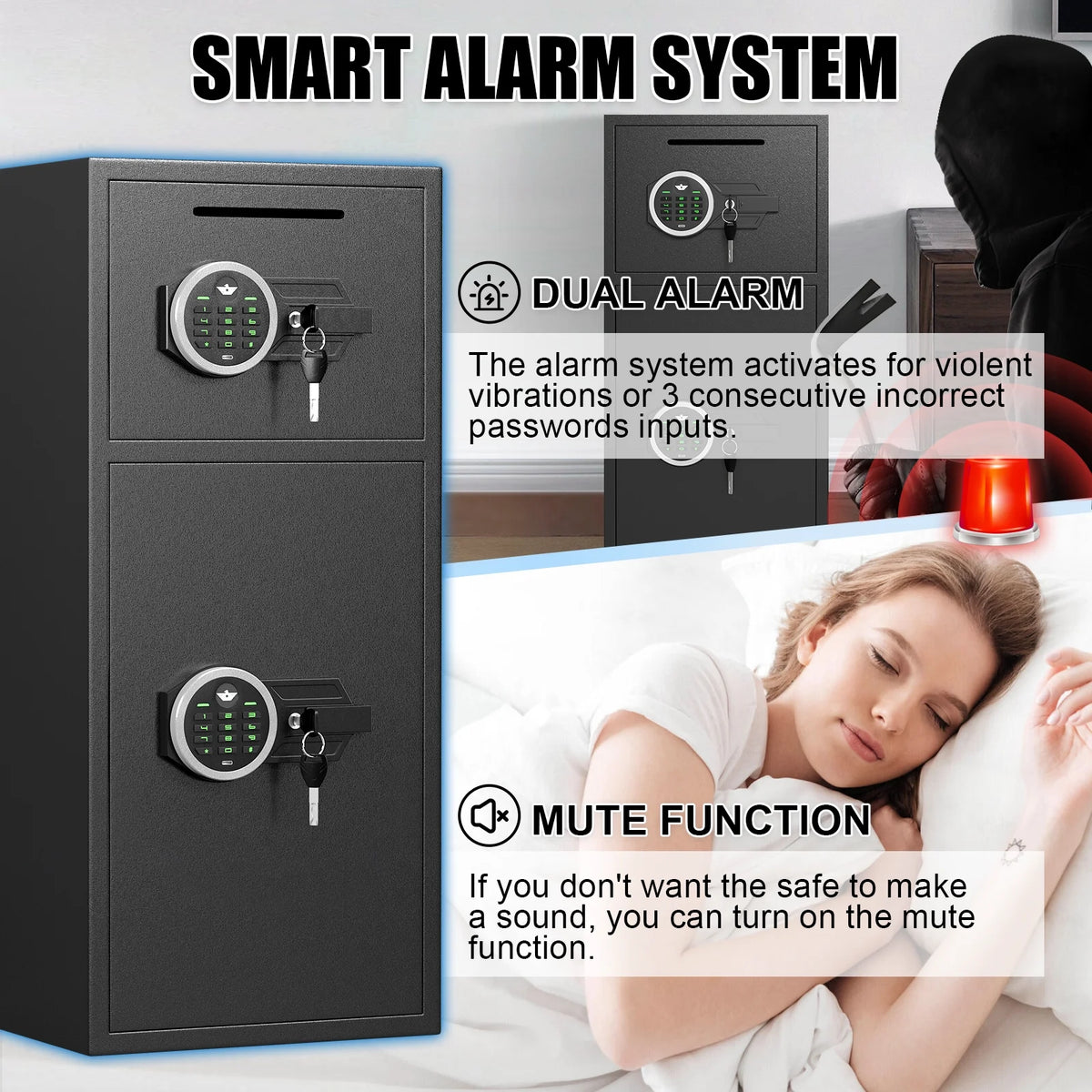 karbeen 7.0 Cu ft Large Safe Box Fireproof Waterproof, Digital KeypadHome Safe with Deposit Slot & Dual Alarm System, Money Safe With Mute Function and LED Light, Security Box for Money Valuables