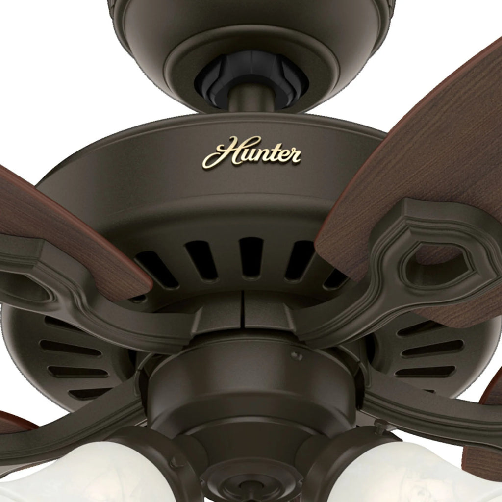 Hunter - Builder Indoor Ceiling Fan With Light, 42-inch, Snow White, Traditional-style, 3-speed WhisperWind Motor, 52105, for living rooms, bedrooms, home offices, kitchens