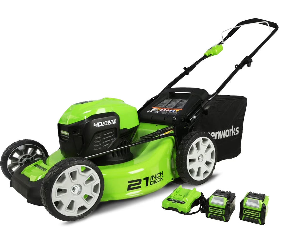 Greenworks 40V 21" Cordless Brushless Push Lawn Mower with (1) 4.0 Ah and (1) 2.0 Ah USB Batteries and Charger Included 2527302AZ