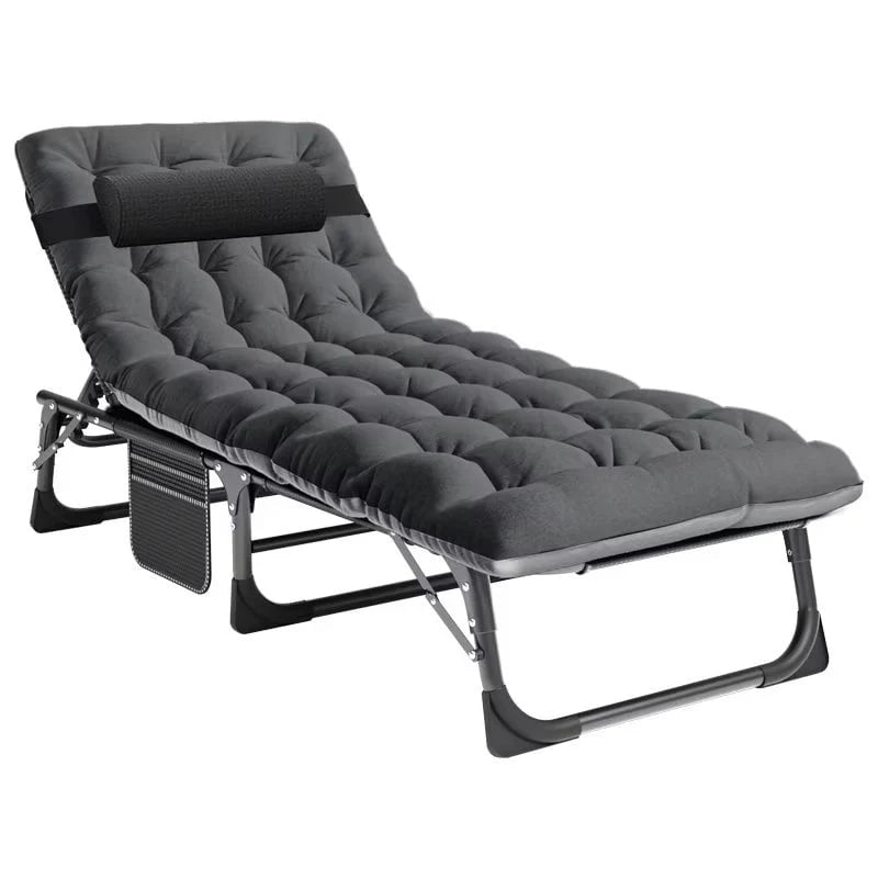 Docred 5-Fold Camping cot for Adults & Kids, Adjustable 4 Fold Reclining Folding Lounge Chairs , 2-Sided Mattress with Pillow, Portable Intdoor Folding Sleeping Cots Bed