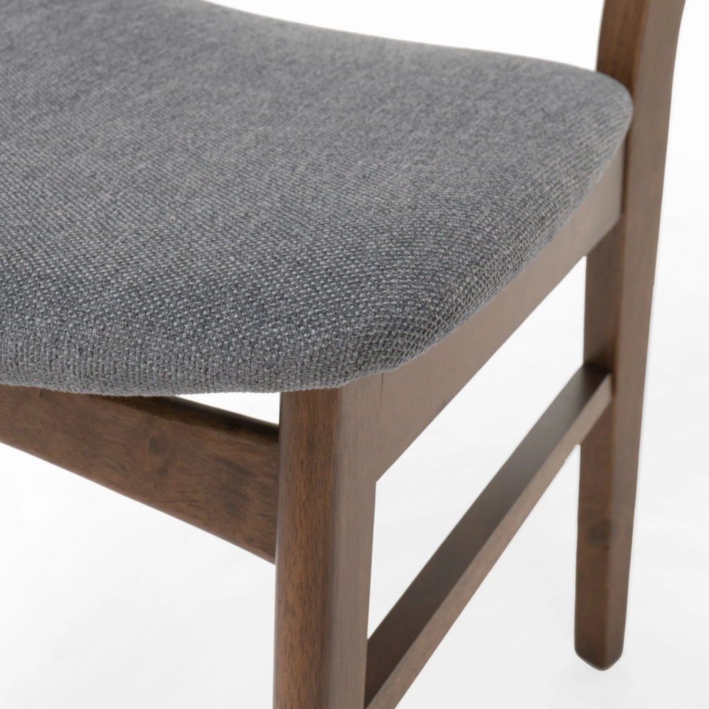 GDF Studio Isador Mid Century Modern Fabric Upholstered Wood Dining Chairs, Set of 2, Dark Gray and Walnut