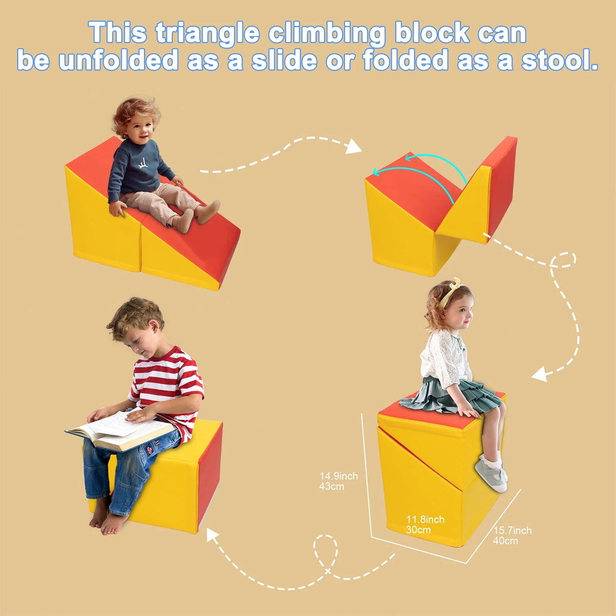 XJD Soft Zone Climb and Crawl Activity Playset, Lightweight Foam Shapes for Climbing, Crawling and Sliding, Safe Foam Playset for Toddlers and Preschoolers(5 Piece Set)