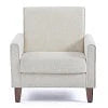 SYNGAR Accent Chair for Living Room, Bedroom Comfy Reading Armchair, Mid Century Modern Arm Chair Soft Linen Upholstered Cozy Side Single Sofa Chair Nailhead Trim Decor Relaxing Seating, Beige