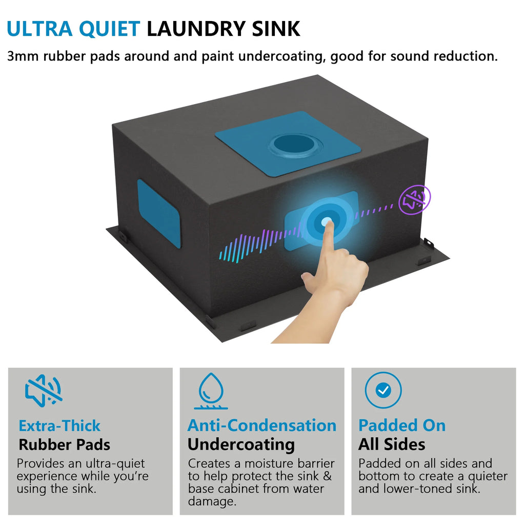 22 Laundry Sink Drop In - Fulorni 22"x22" Laundry Utility Sink Drop In Topmount 16 Gauge Stainless Steel 12 Inch Deep Single Bowl Above Counter Square Utility Laundry Room Sink Basin