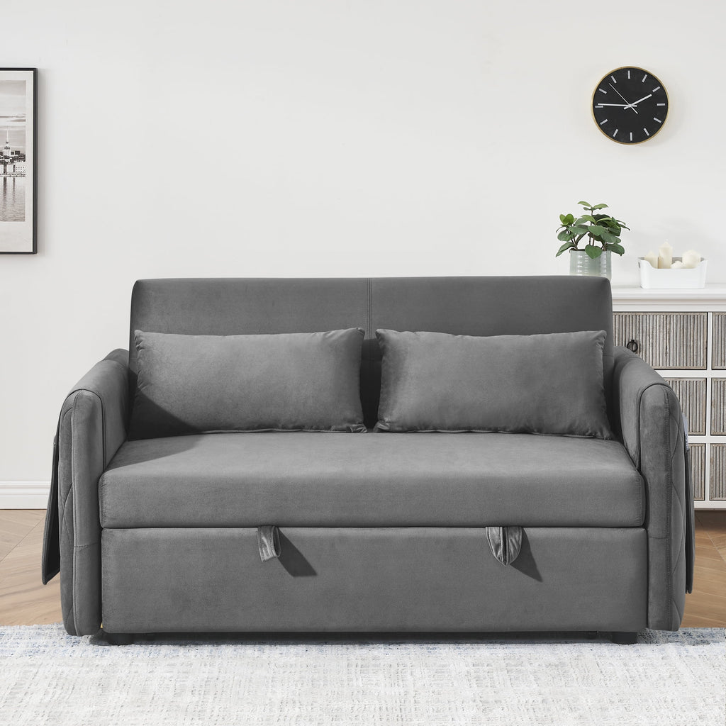 Convertible Sofa Bed,3 in 1 Sleeper Sofa with 2 Pillows and Adjustable Backrest for Living Room Office,Black