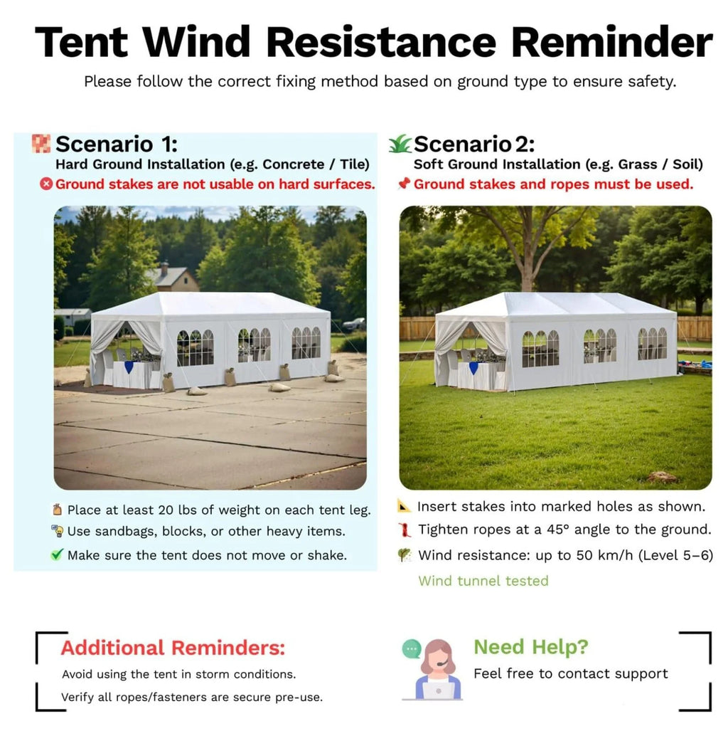 10'x30' Heavy Duty Party Tent - Waterproof Wedding Canopy with Removable Sidewalls, Event Gazebo Shelter for Outdoor Gatherings (White)