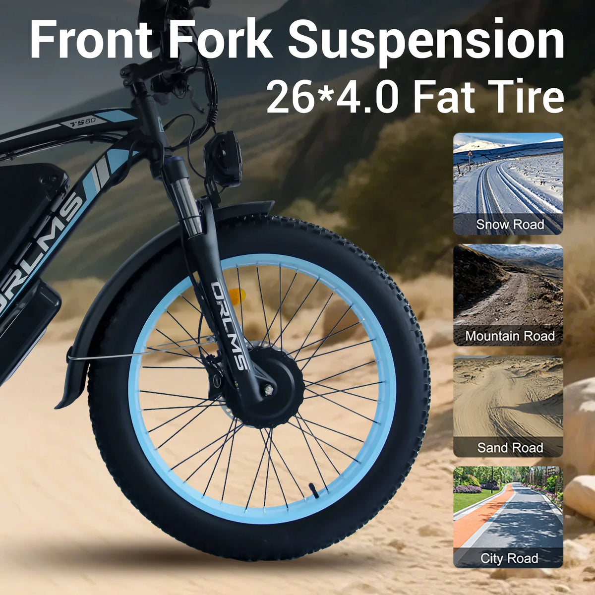 60V 25AH Battery Electric Bike for Adults,5000W Peak Dual Motor Ebike,AWD 21-Speed 50MPH Mountain Snow E-Bike with 26" x 4.0 Fat Tire, Long Range Mountain Dirt Bike for Off-Road Snow Sand