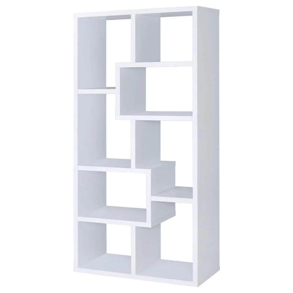 Coaster Company Interlocking 8 Shelf Wood White Bookcase for Home